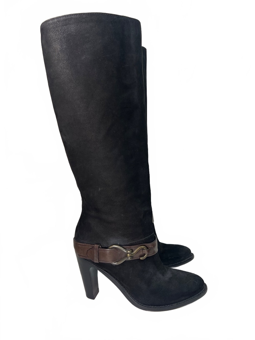Cole Haan Nike Air Black Leather Tall Heeled Riding Boots Size 8